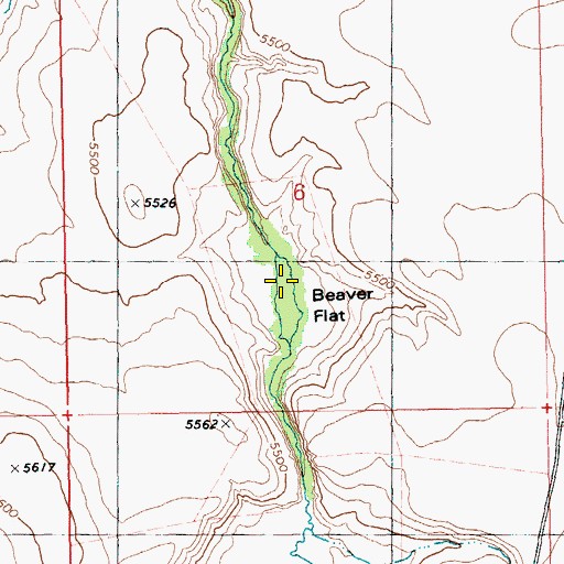 Topographic Map of Beaver Flat, ID