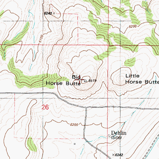Topographic Map of Big Horse Butte, ID