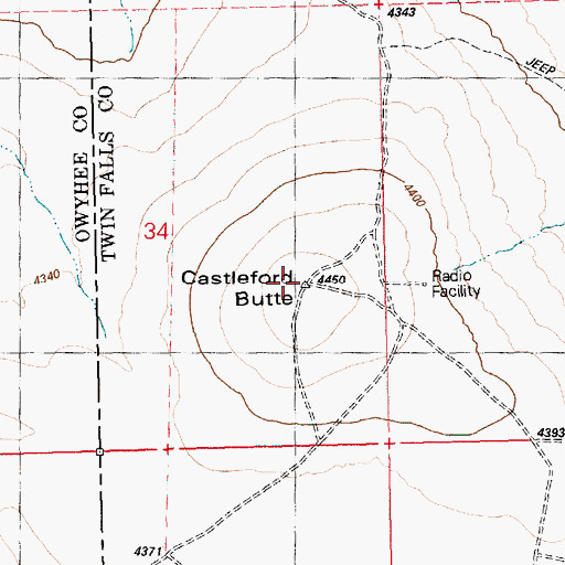Topographic Map of Castleford Butte, ID