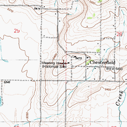 Topographic Map of Chesterfield Meeting House (historical), ID