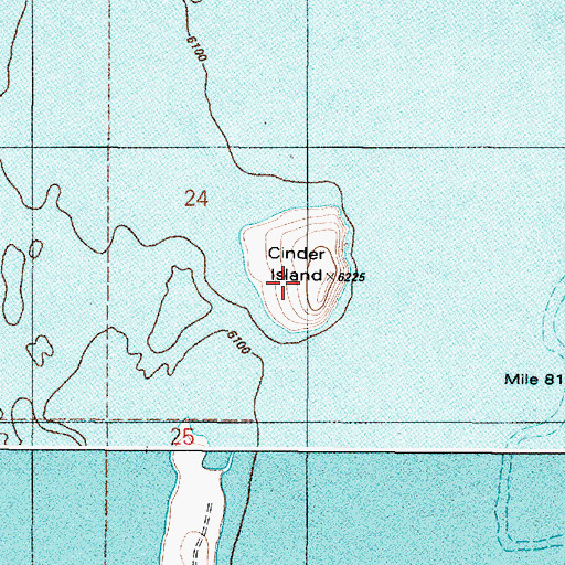 Topographic Map of Cinder Island, ID