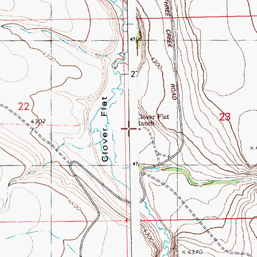 Topographic Map of Clover Flat Ranch, ID