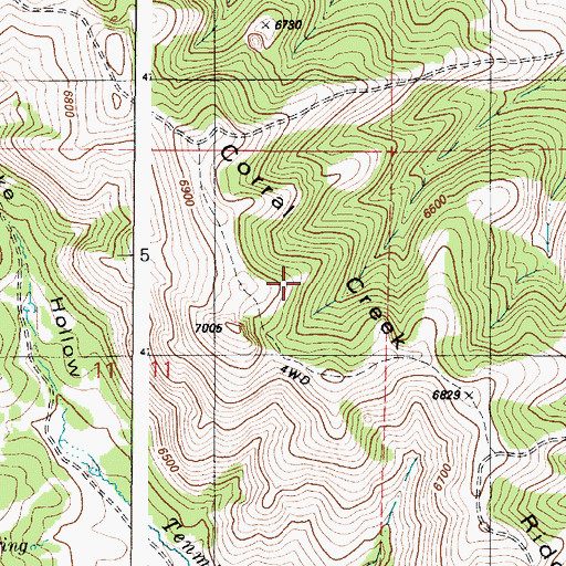 Topographic Map of Corral Creek Ridge, ID