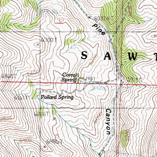Topographic Map of Corral Spring, ID
