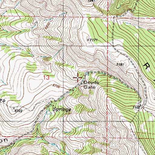 Topographic Map of Devils Gate, ID