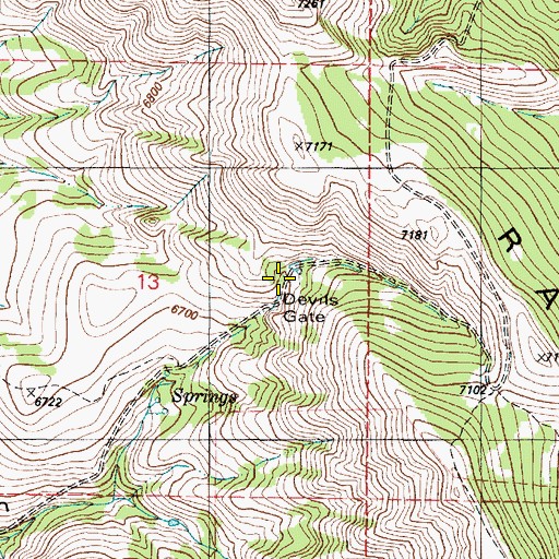 Topographic Map of Devils Gate, ID