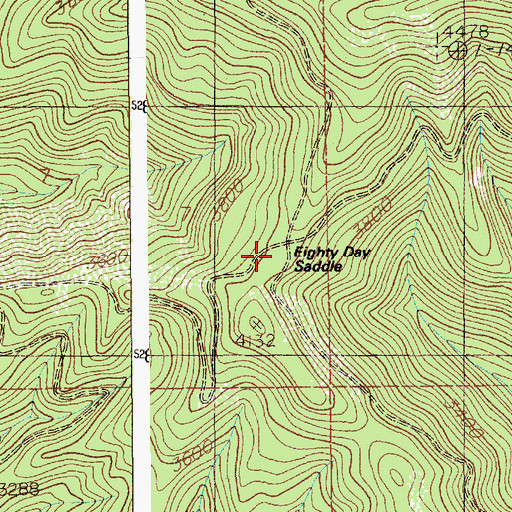Topographic Map of Eighty Day Saddle, ID