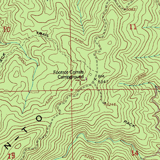 Topographic Map of Footrot Corrals Campground, ID
