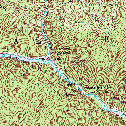 Topographic Map of Fog Mountain Campground, ID