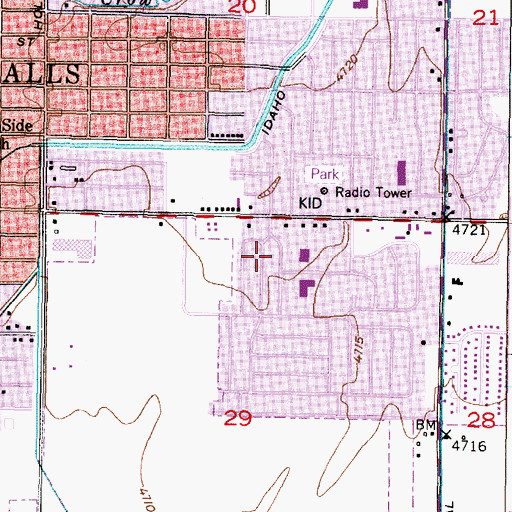 Topographic Map of Hall Park Shopping Plaza, ID