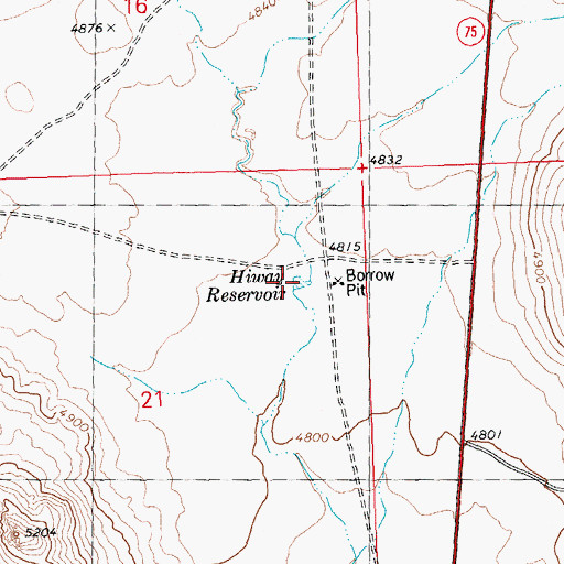 Topographic Map of Hiway Reservoir, ID