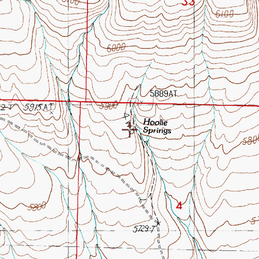Topographic Map of Hoolie Springs, ID