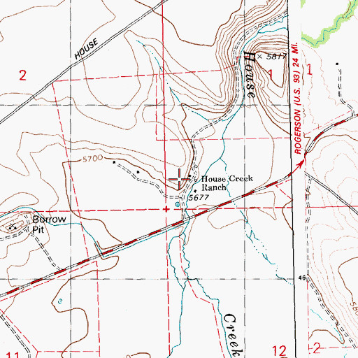 Topographic Map of House Creek Ranch, ID