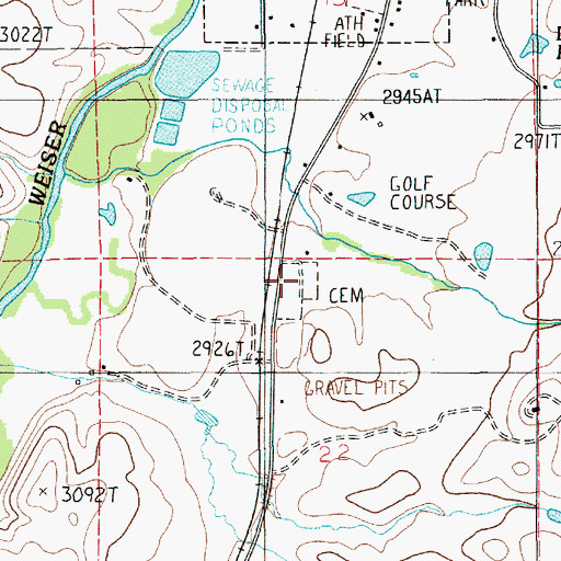 Topographic Map of Independent Order of Oddfellows Cemetery, ID