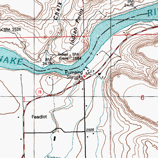 Topographic Map of Indian Cove, ID