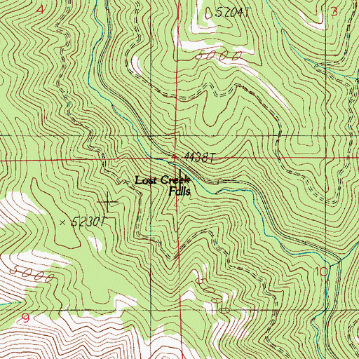 Topographic Map of Lost Creek Falls, ID