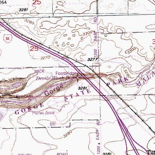 Topographic Map of Devils Wash Bowl, ID