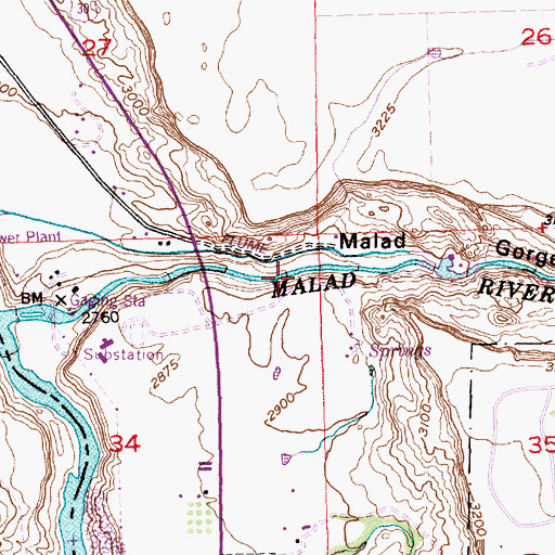 Topographic Map of Malad Gorge, ID