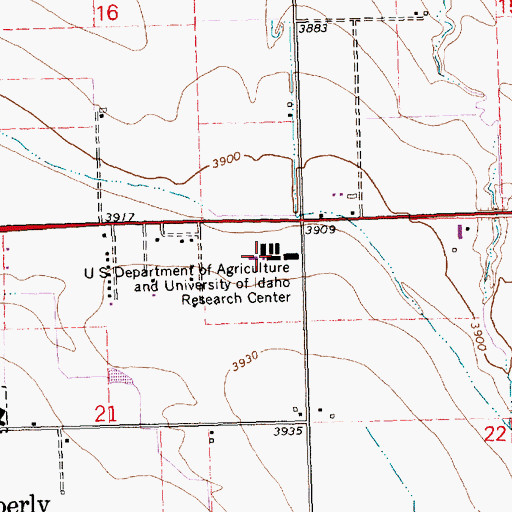 Topographic Map of United States Department of Agriculture and University of Idaho Research Center, ID