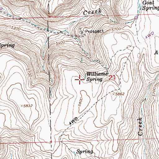 Topographic Map of Williams Spring, ID