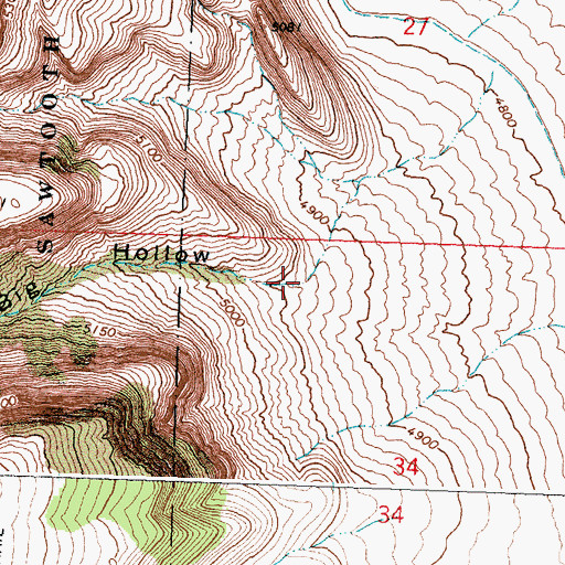 Topographic Map of Big Hollow, ID