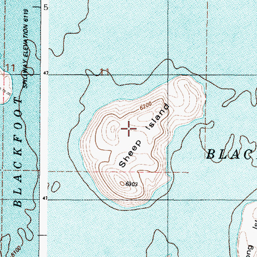Topographic Map of Sheep Island, ID