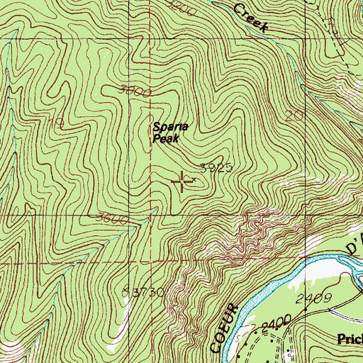 Topographic Map of Sparta Peak, ID