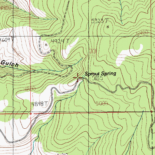 Topographic Map of Sprout Spring, ID