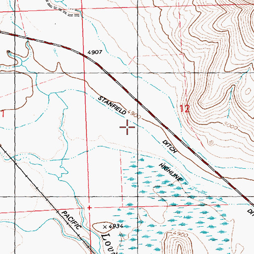 Topographic Map of Stanfield Ditch, ID