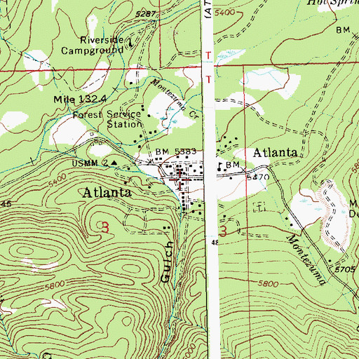Topographic Map of Atlanta, ID