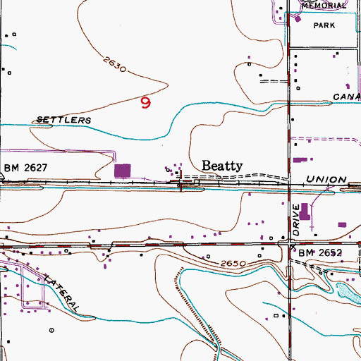 Topographic Map of Beatty, ID