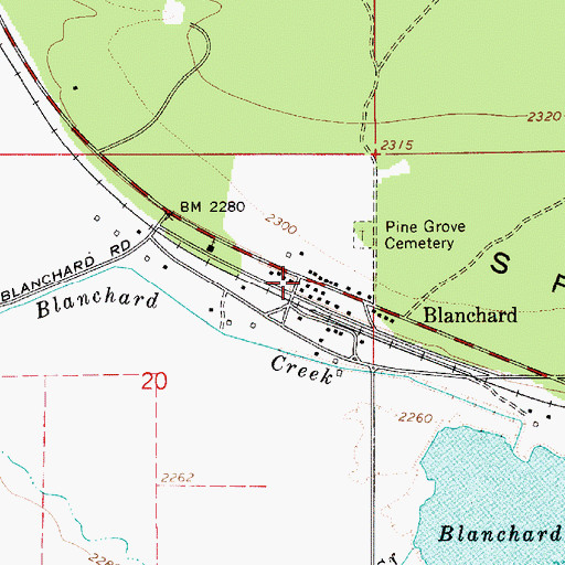 Topographic Map of Blanchard, ID