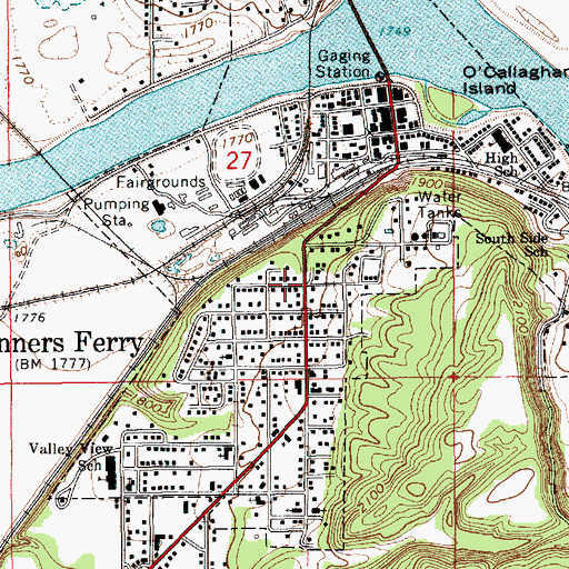 Topographic Map of Bonners Ferry, ID