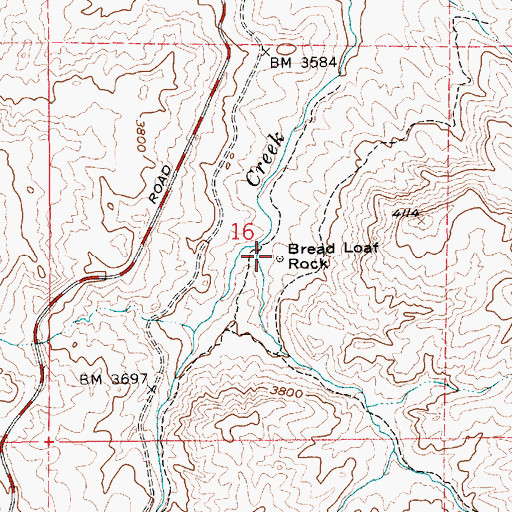 Topographic Map of Bread Loaf Rock, ID