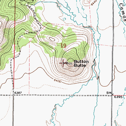 Topographic Map of Button Butte, ID