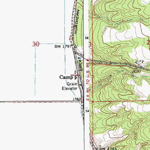Topographic Map of Camp Five, ID
