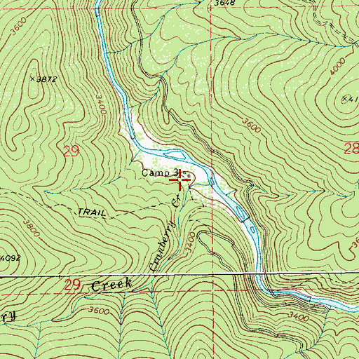 Topographic Map of Camp Three, ID
