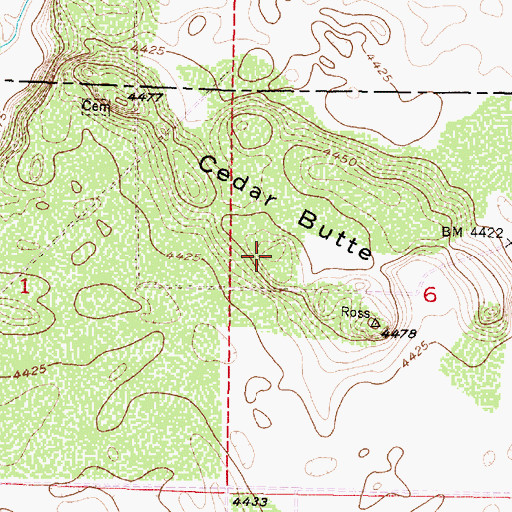 Topographic Map of Cedar Butte, ID
