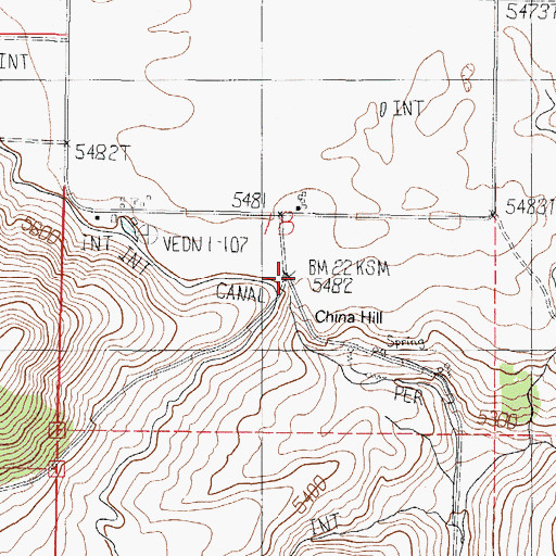 Topographic Map of China Hill, ID