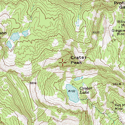 Topographic Map of Crater Peak, ID