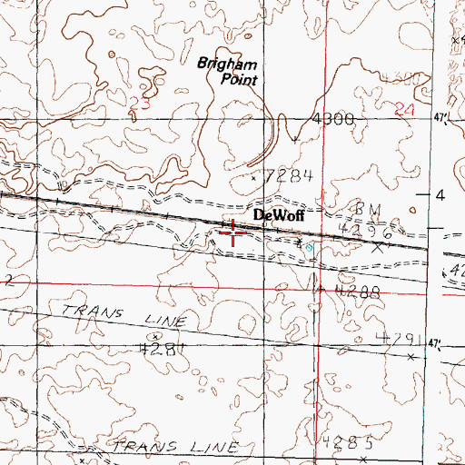 Topographic Map of DeWoff, ID