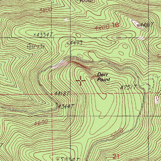 Topographic Map of Derr Point, ID