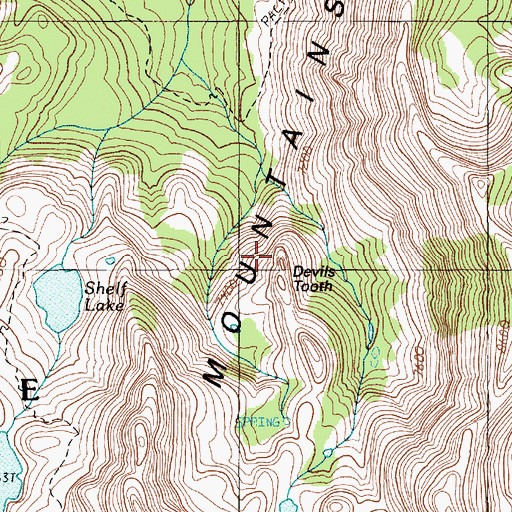 Topographic Map of Devils Tooth, ID