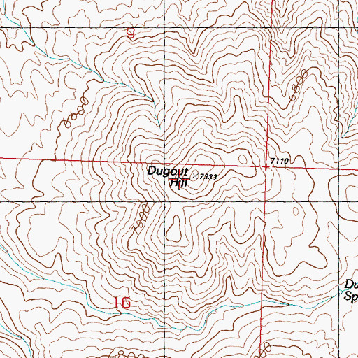 Topographic Map of Dugout Hill, ID