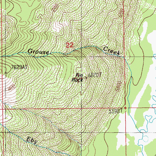 Topographic Map of Fin Rock, ID