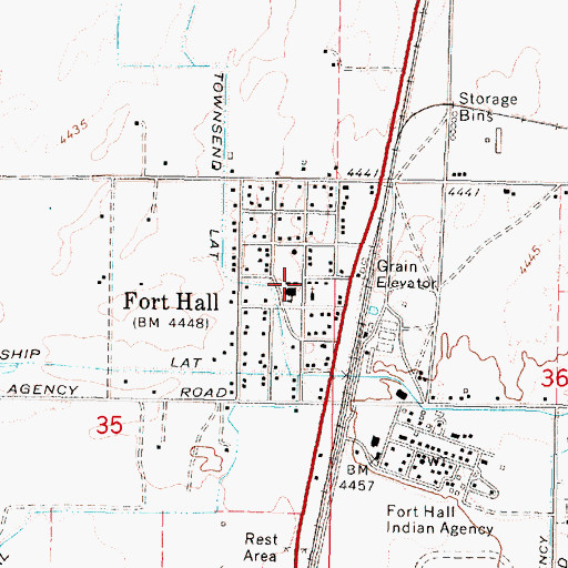 Topographic Map of Fort Hall, ID