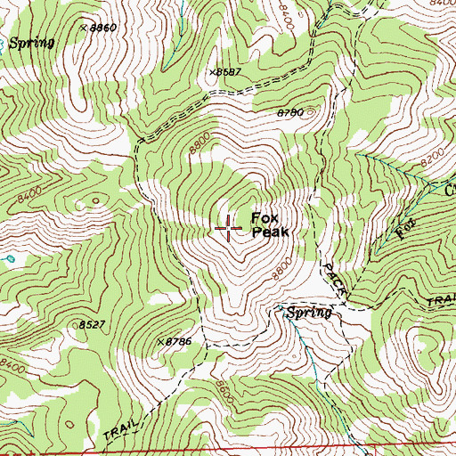 Topographic Map of Fox Peak, ID