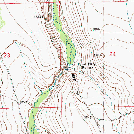 Topographic Map of Frost Place, ID