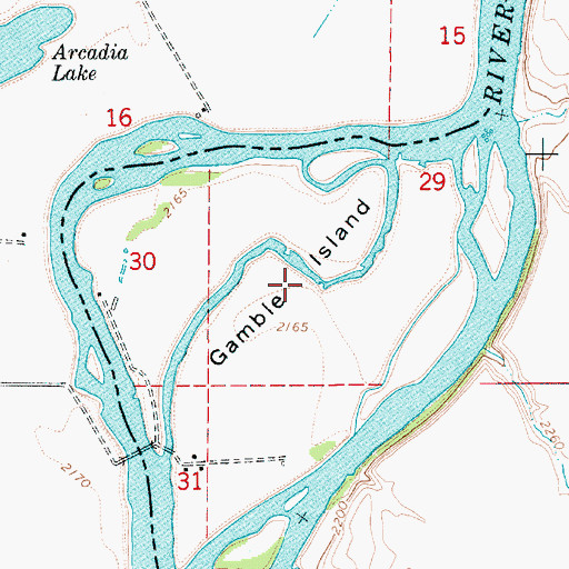Topographic Map of Gamble Island, ID
