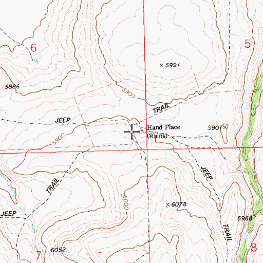 Topographic Map of Hand Place, ID
